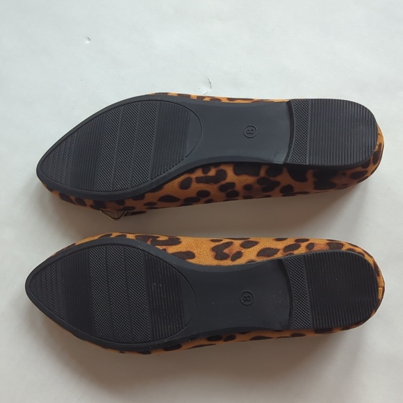 Trary Pointed Toe with Bow Slip On Ballet Flats Leopard Print 8 Brown - Picture 16 of 16